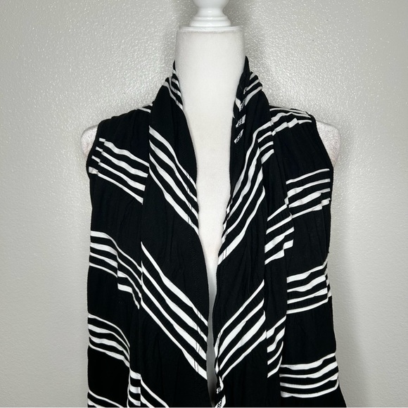 Cache Womens Black & White Striped Open Front Cardigan Vest Size M EUC - Picture 2 of 10